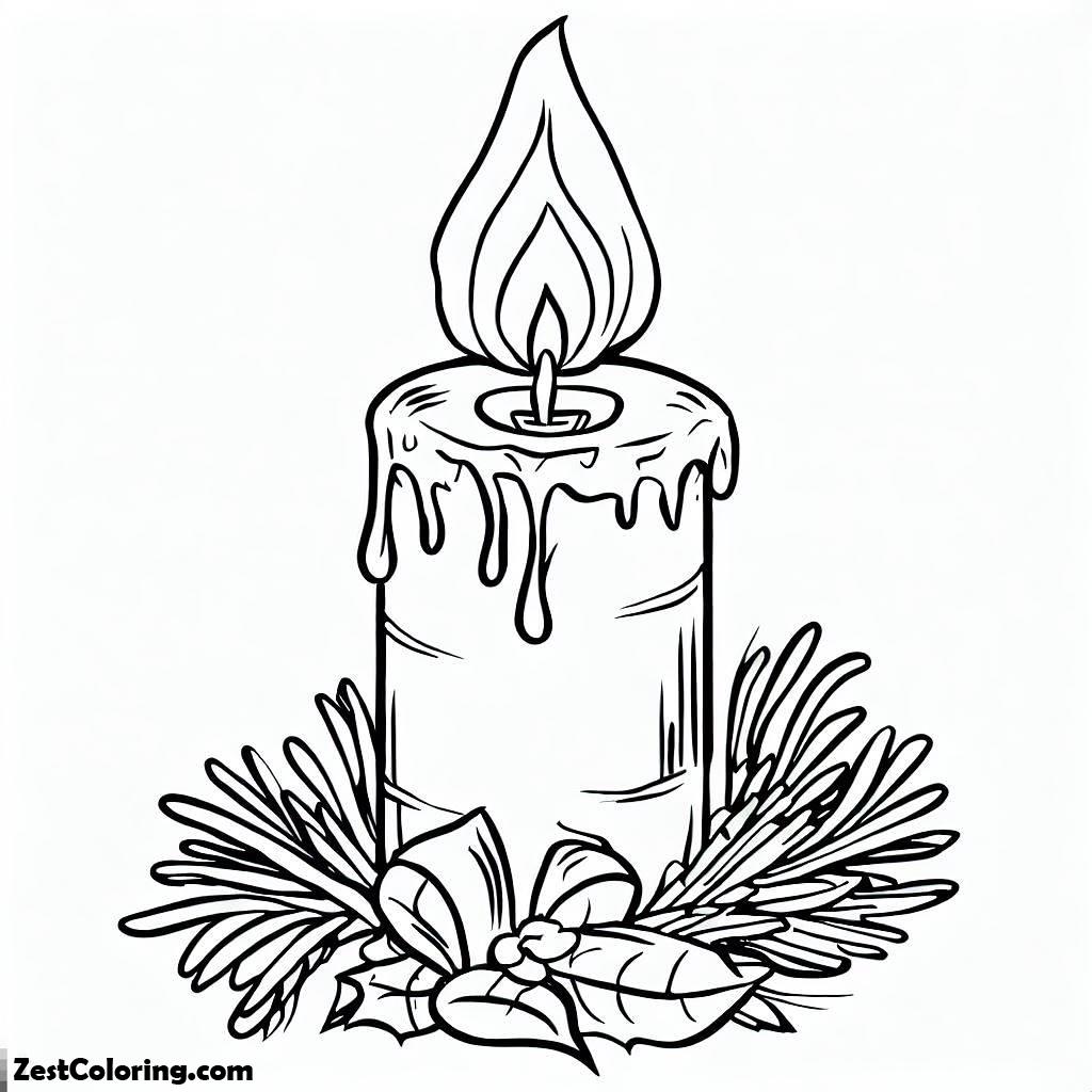 Christmas Candle, Warm Light Of Christmas Candle Coloring Pages: Warm Light Of Christmas Candle Coloring PagesFull Size Image