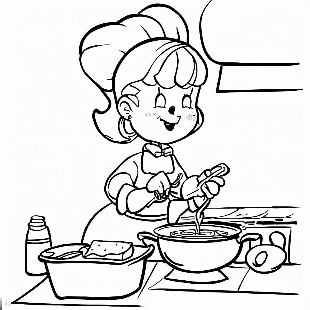 Kitchen, Wilma Cooking In The Kitchen Coloring Pages: Wilma Cooking In The Kitchen Coloring PagesFull Size Image