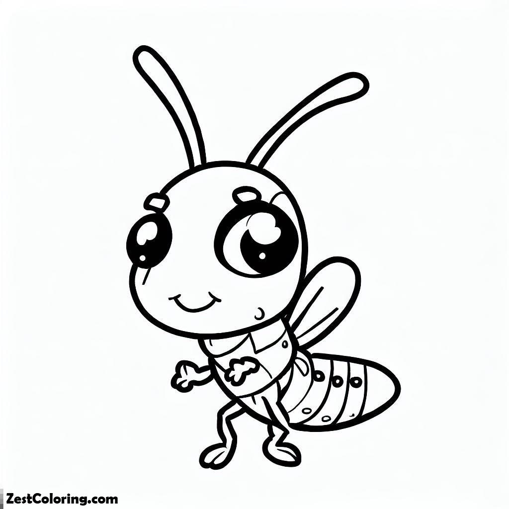 Cute Little Grasshopper Coloring Page : Coloring for Kids – Smart