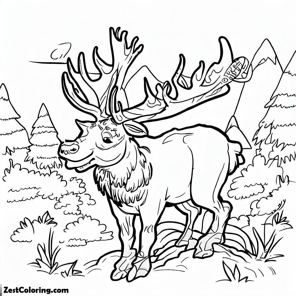 Elk, Elk Is Lost From Its Group Coloring Pages: Elk Is Lost From Its Group Coloring PagesFull Size Image