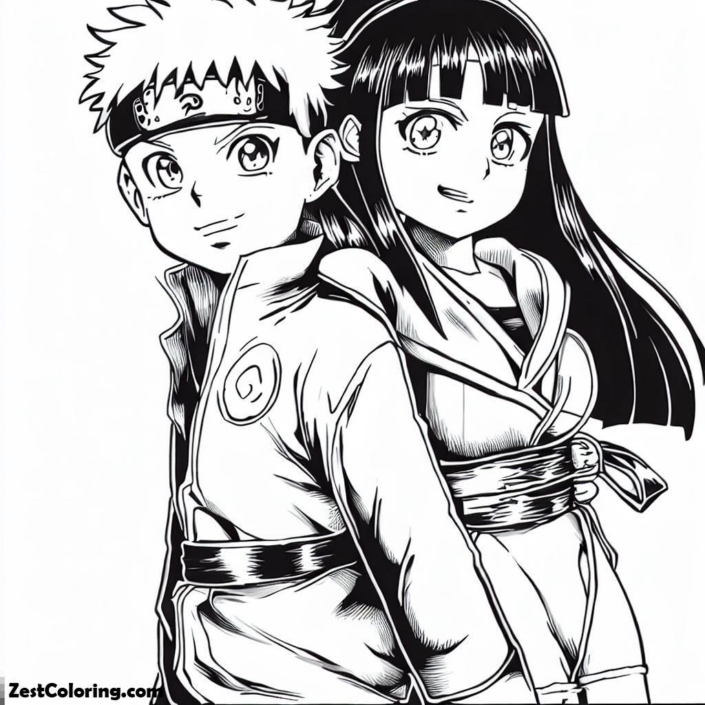 Naruto, Hyuuga Hinata And Uzumaki Naruto Coloring Page: Hyuuga Hinata And Uzumaki Naruto Coloring PageFull Size Image