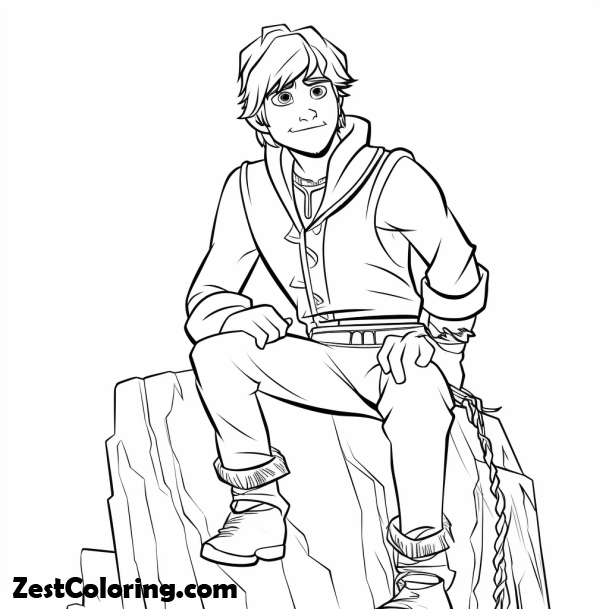 Kristoff (Disney's Frozen), Kristoff Sitting On A Rick Coloring Pages: Kristoff Sitting On A Rick Coloring PagesFull Size Image