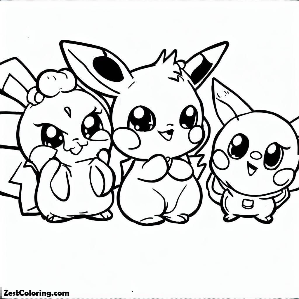 Jigglypuff, Mew And Jigglypuff And Pichu And Raichu Coloring Page: Mew And Jigglypuff And Pichu And Raichu Coloring PageFull Size Image