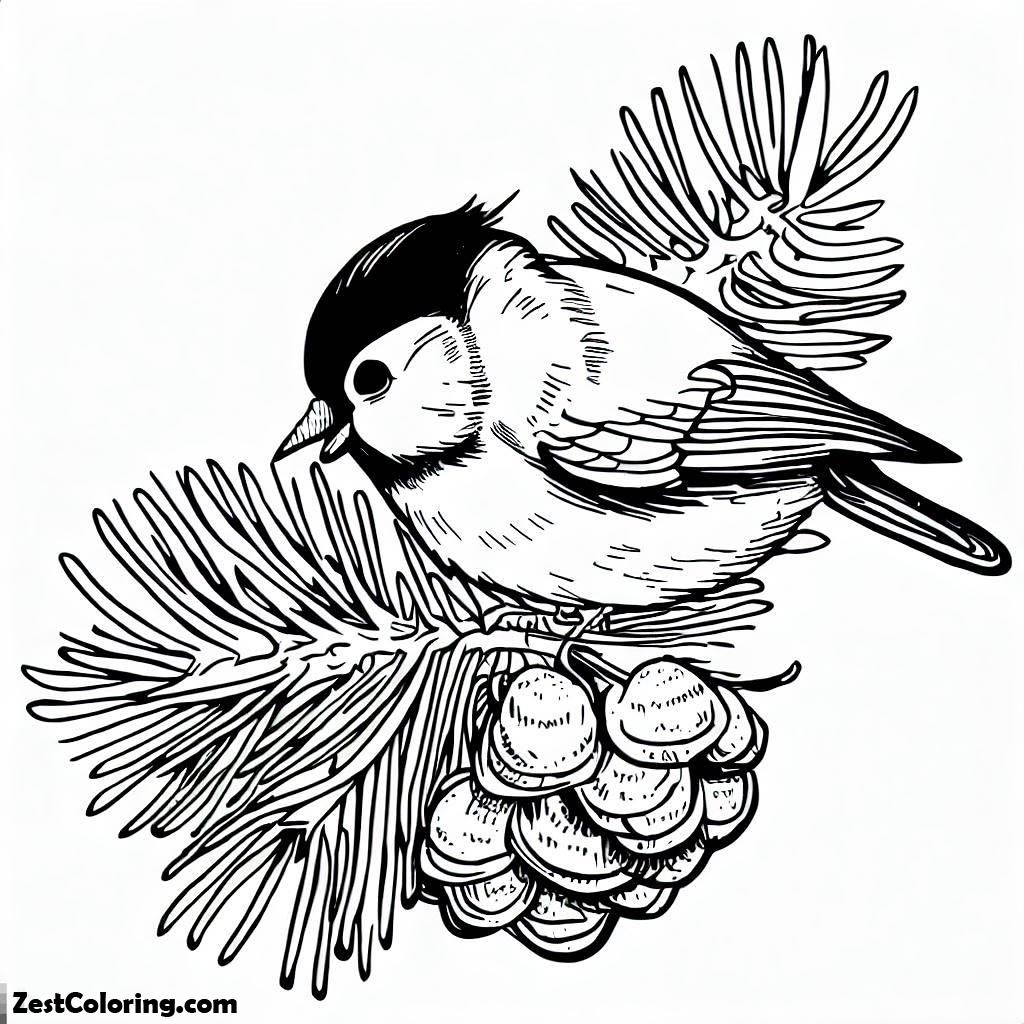 Chickadee, Mountain Chickadee Hungry Coloring Page: Mountain Chickadee Hungry Coloring PageFull Size Image