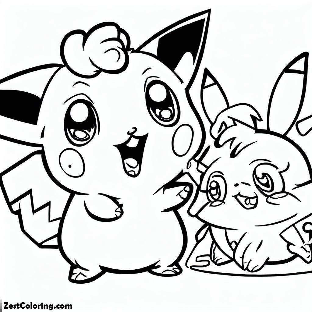 Jigglypuff, Pokemon Jigglypuff And Pichu Is Singing Coloring Page: Pokemon Jigglypuff And Pichu Is Singing Coloring PageFull Size Image