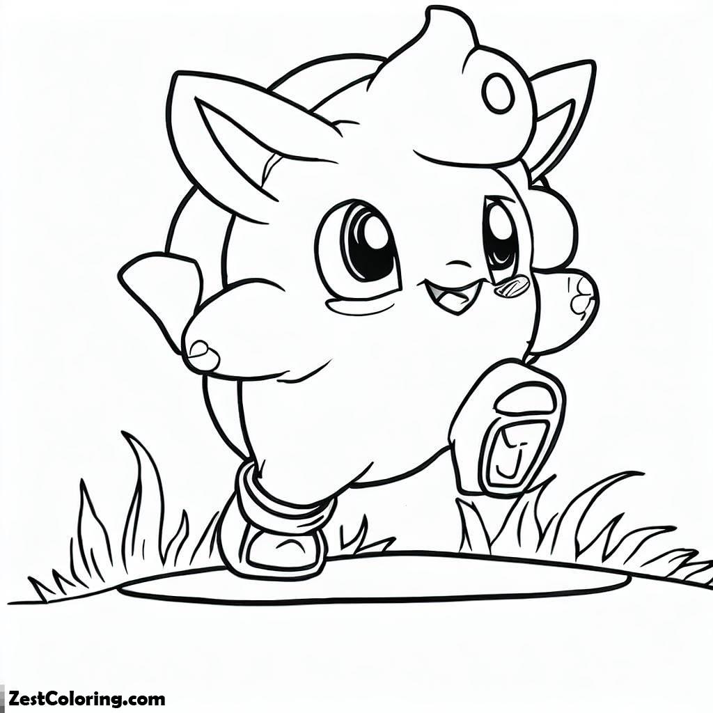 Jigglypuff, Pokemon Jigglypuff Stepping On Grass Coloring Page: Pokemon Jigglypuff Stepping On Grass Coloring PageFull Size Image