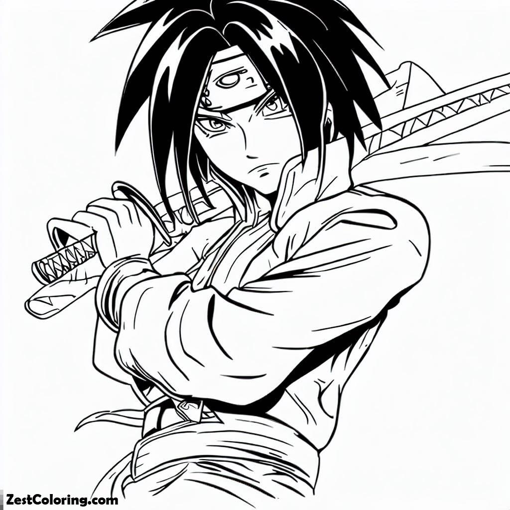 Naruto, Sasuke Uchiha 2 Coloring Page: Sasuke Uchiha 2 Coloring PageFull Size Image
