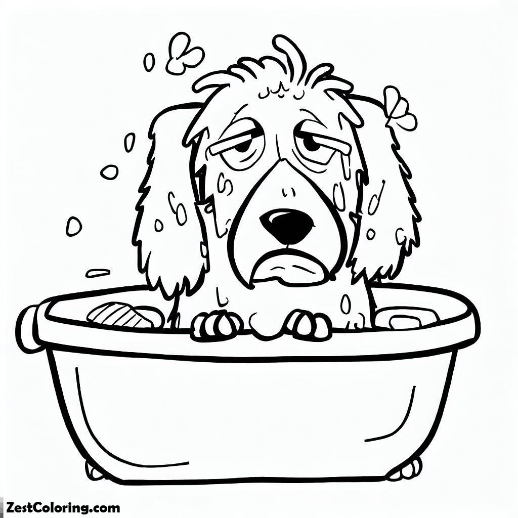 Dogs, This Dog Is Hate To Take A Bath Coloring Page: This Dog Is Hate To Take A Bath Coloring PageFull Size Image
