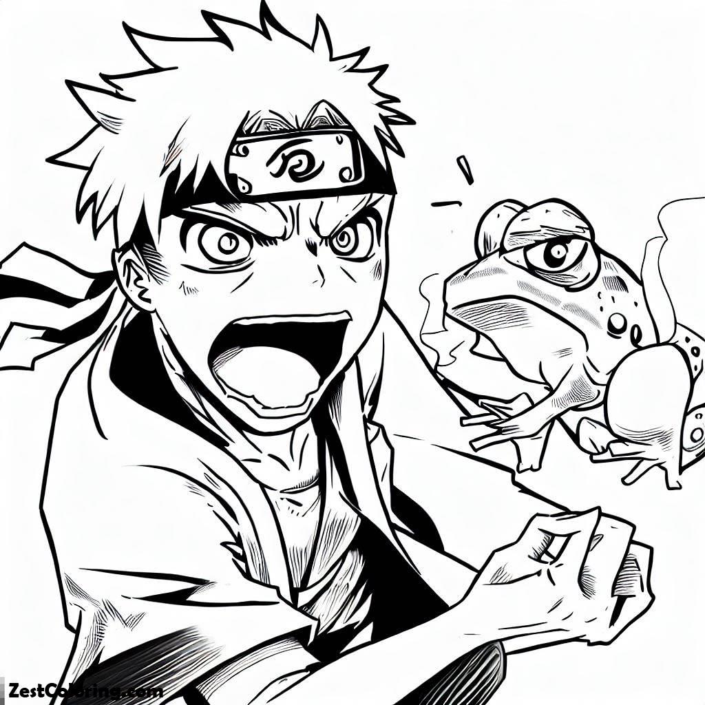 Naruto, Uzumaki Naruto Angry To A Frog Coloring Page: Uzumaki Naruto Angry To A Frog Coloring PageFull Size Image
