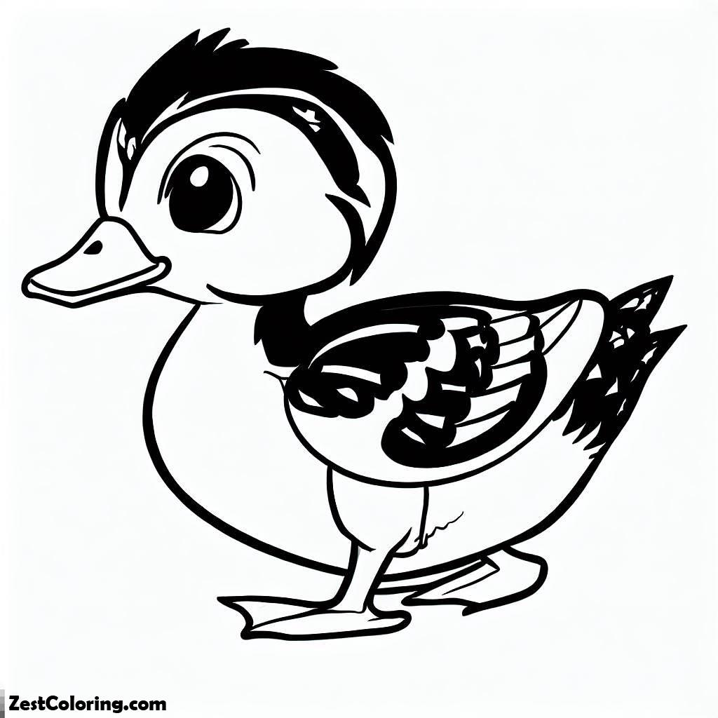 Duckling, Wood Duck Duckling Coloring Page: Wood Duck Duckling Coloring PageFull Size Image