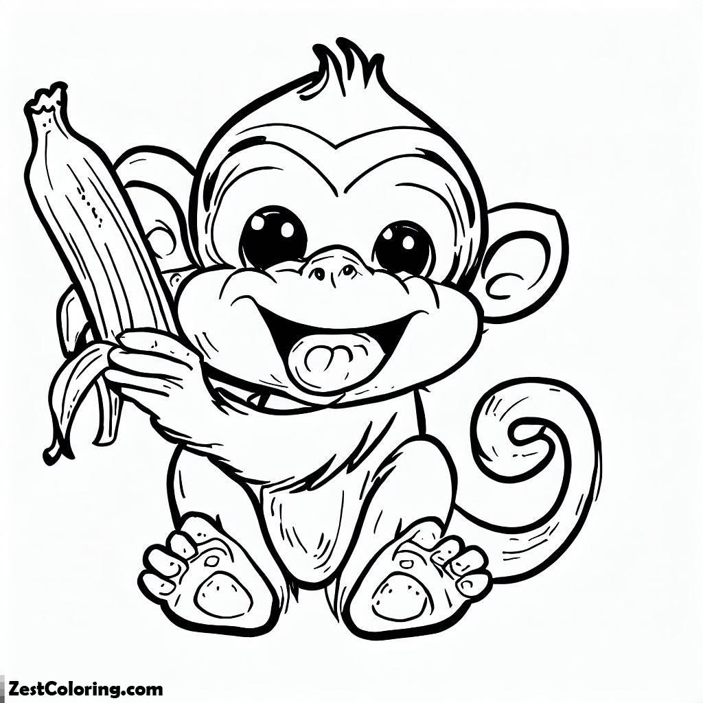 Monkey, A Little Monkey Got A Banana Coloring Page: A Little Monkey Got A Banana Coloring PageFull Size Image