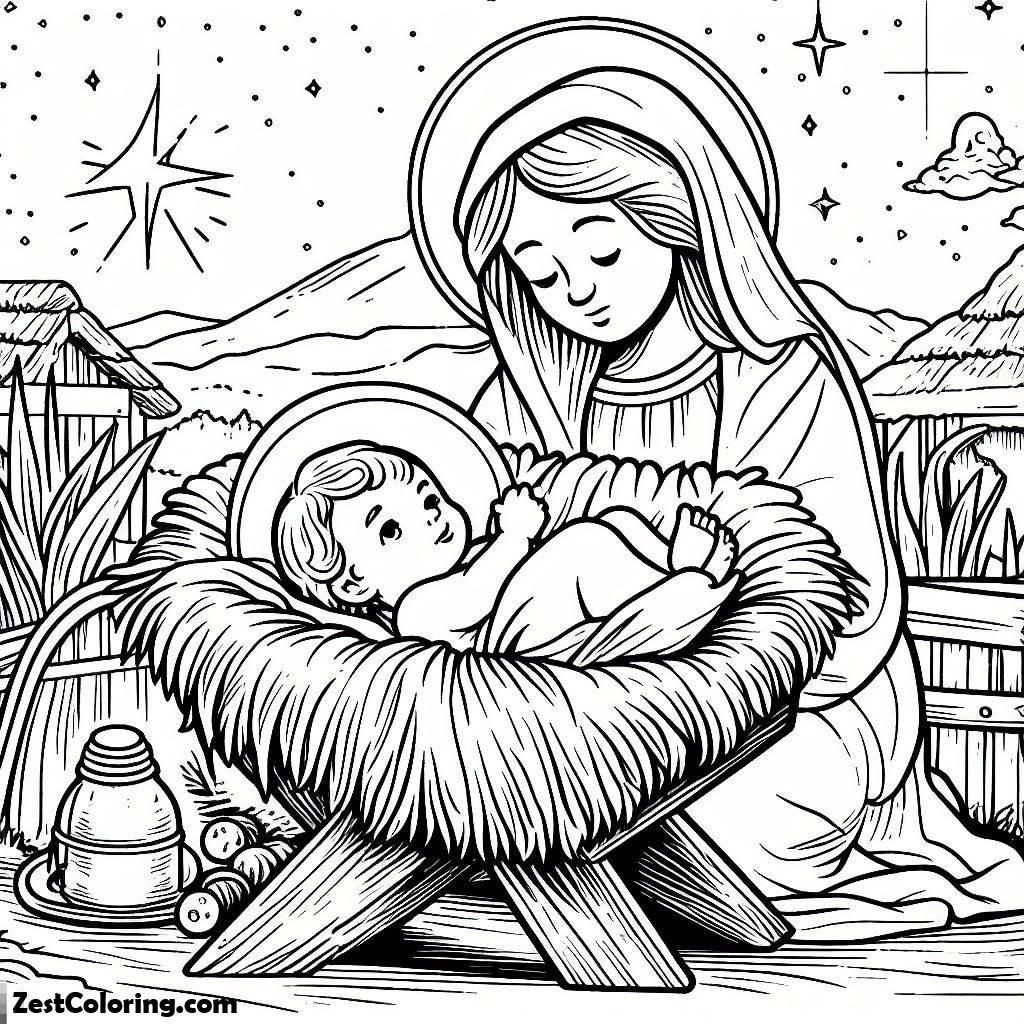 Baby Jesus Coloring Page — Example 6 Baby Jesus Coloring Page — Example 6