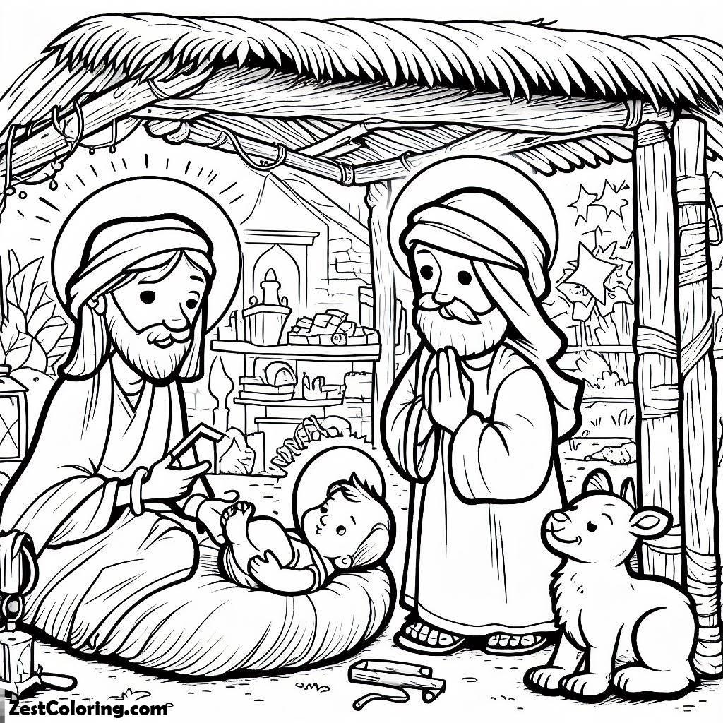 Nativity, Cartoon Of Jesus Crist Nativity Coloring Page: Cartoon Of Jesus Crist Nativity Coloring PageFull Size Image