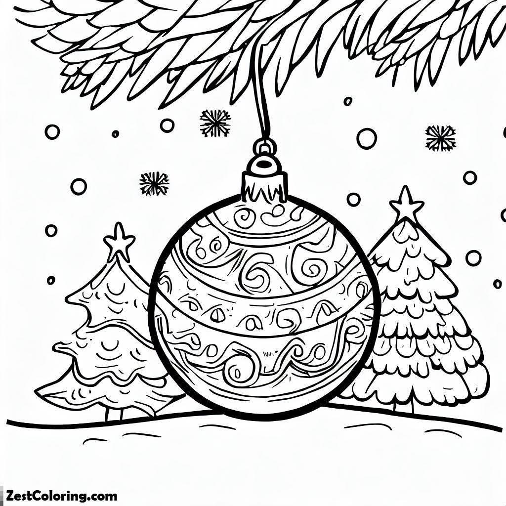 Christmas, Christmas Tree Hanging Ornament On Christmas Coloring Page: Christmas Tree Hanging Ornament On Christmas Coloring PageFull Size Image
