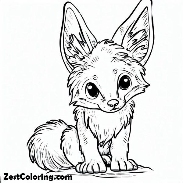 Fox Kit Coloring Page