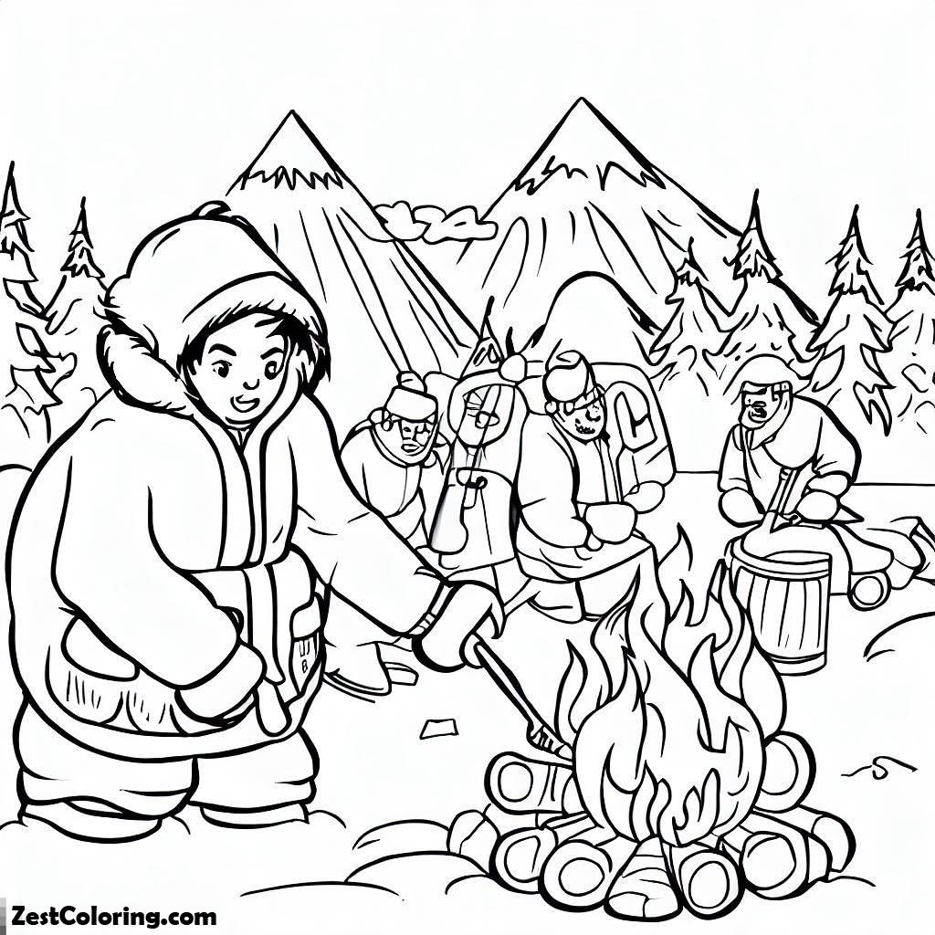 Eskimo, Eskimo Activity In Alaska Coloring Page: Eskimo Activity In Alaska Coloring PageFull Size Image