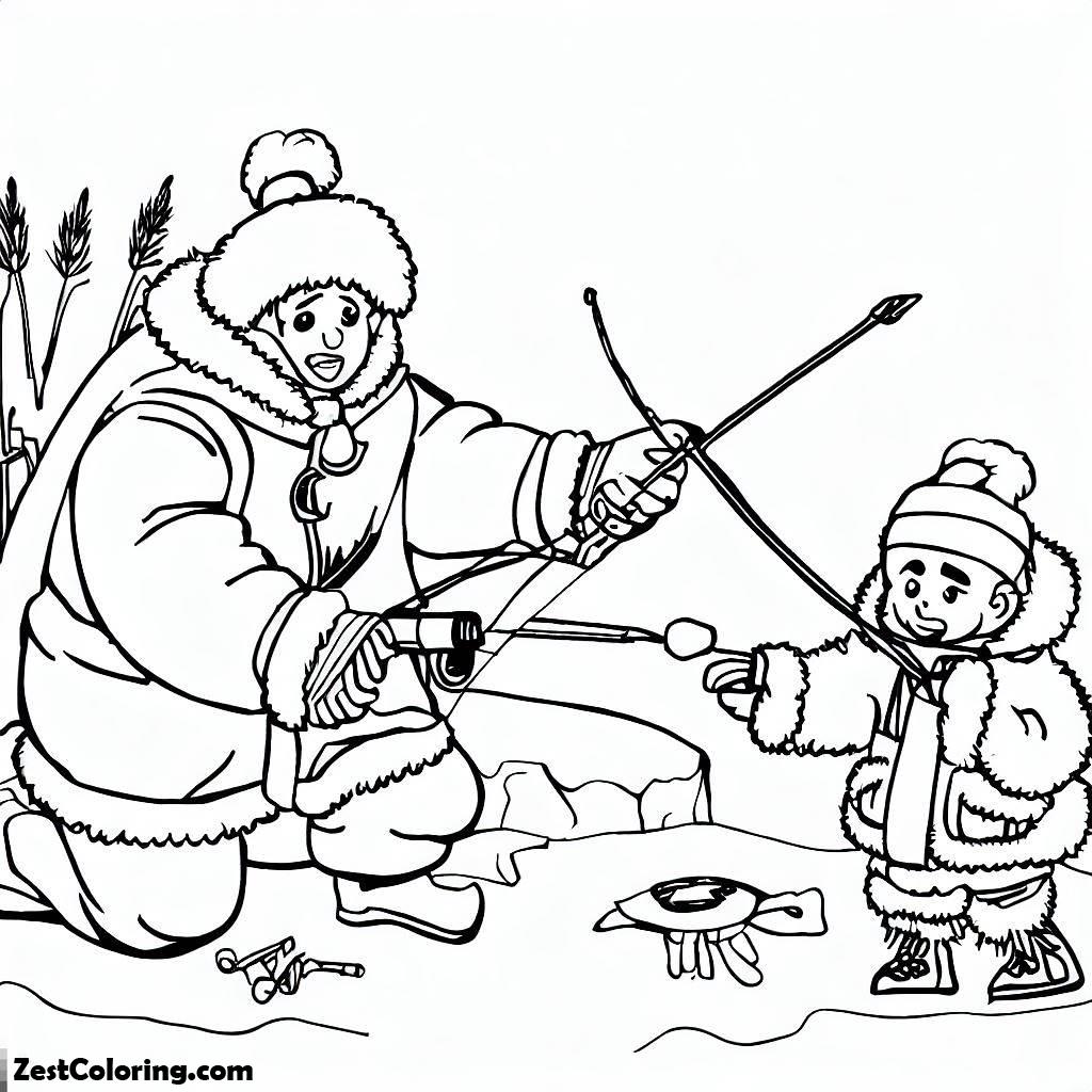 Printable Inuit Tribe Coloring Alaska Eskimo Pages Activity Kids Inuits Color Inuit Print ...