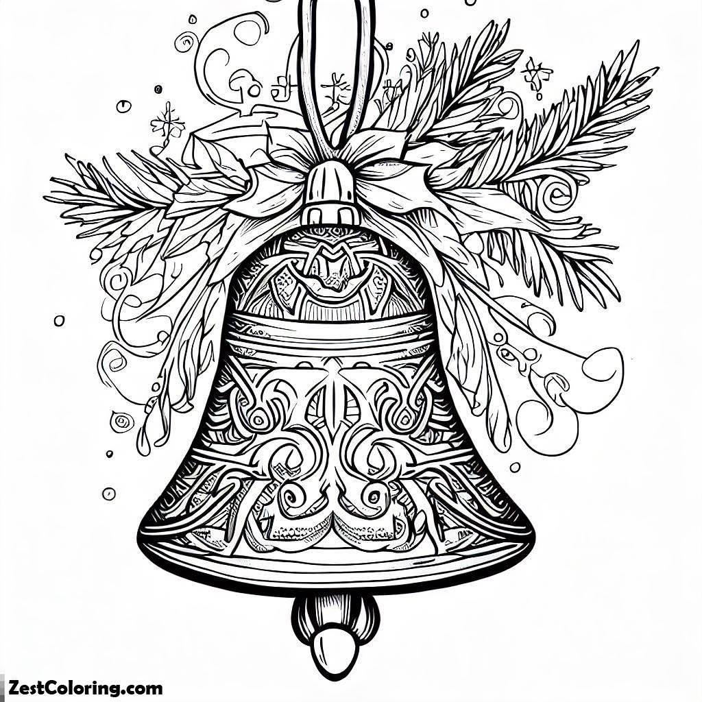 Christmas, Gorgeous Christmas Bell Ornament On Christmas Coloring Page: Gorgeous Christmas Bell Ornament On Christmas Coloring PageFull Size Image