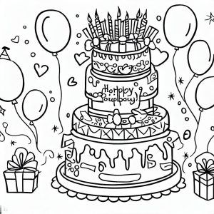 Happy Birthday Party Coloring Page : Coloring for Kids – Smart ...