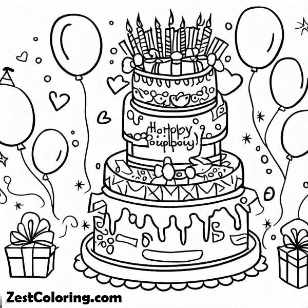 Happy Birthday Color Coloring Page : Coloring for Kids – Smart