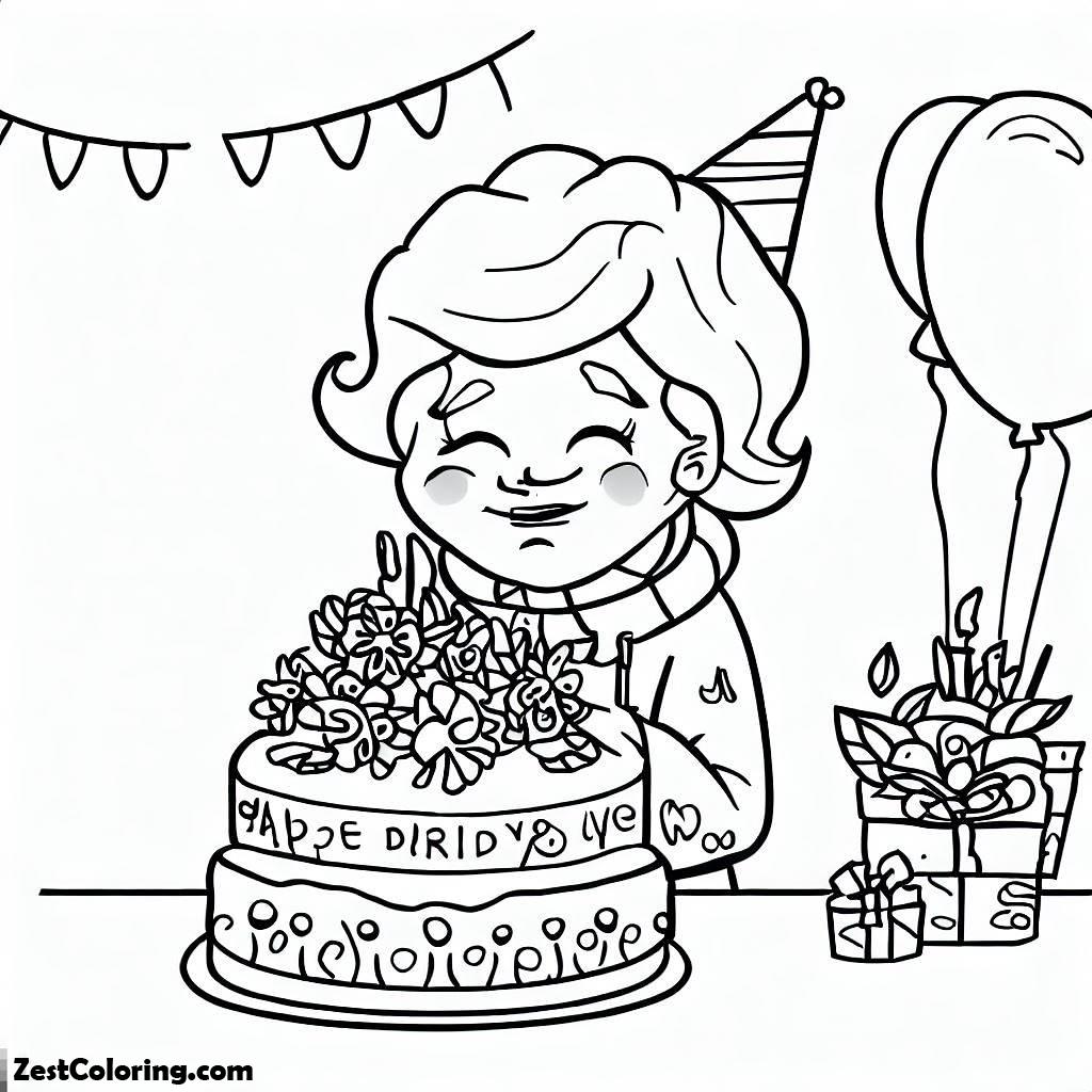 Happy Birthday, Happy Birthday Grandma Coloring Page: Happy Birthday Grandma Coloring PageFull Size Image