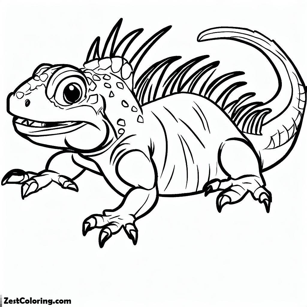 Iguana, Iguana Cartoon Coloring Page: Iguana Cartoon Coloring PageFull Size Image