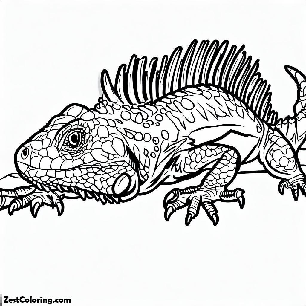 Iguana, Iguana Crawling On The Floor Coloring Page: Iguana Crawling On The Floor Coloring PageFull Size Image