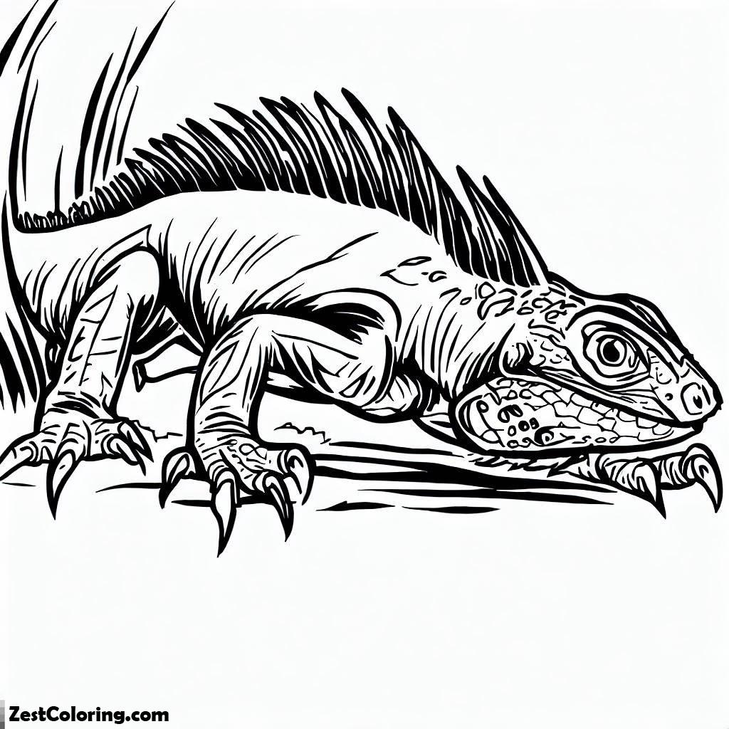 Iguana, Iguana Sneaking Around Stalking Prey Coloring Page: Iguana Sneaking Around Stalking Prey Coloring PageFull Size Image