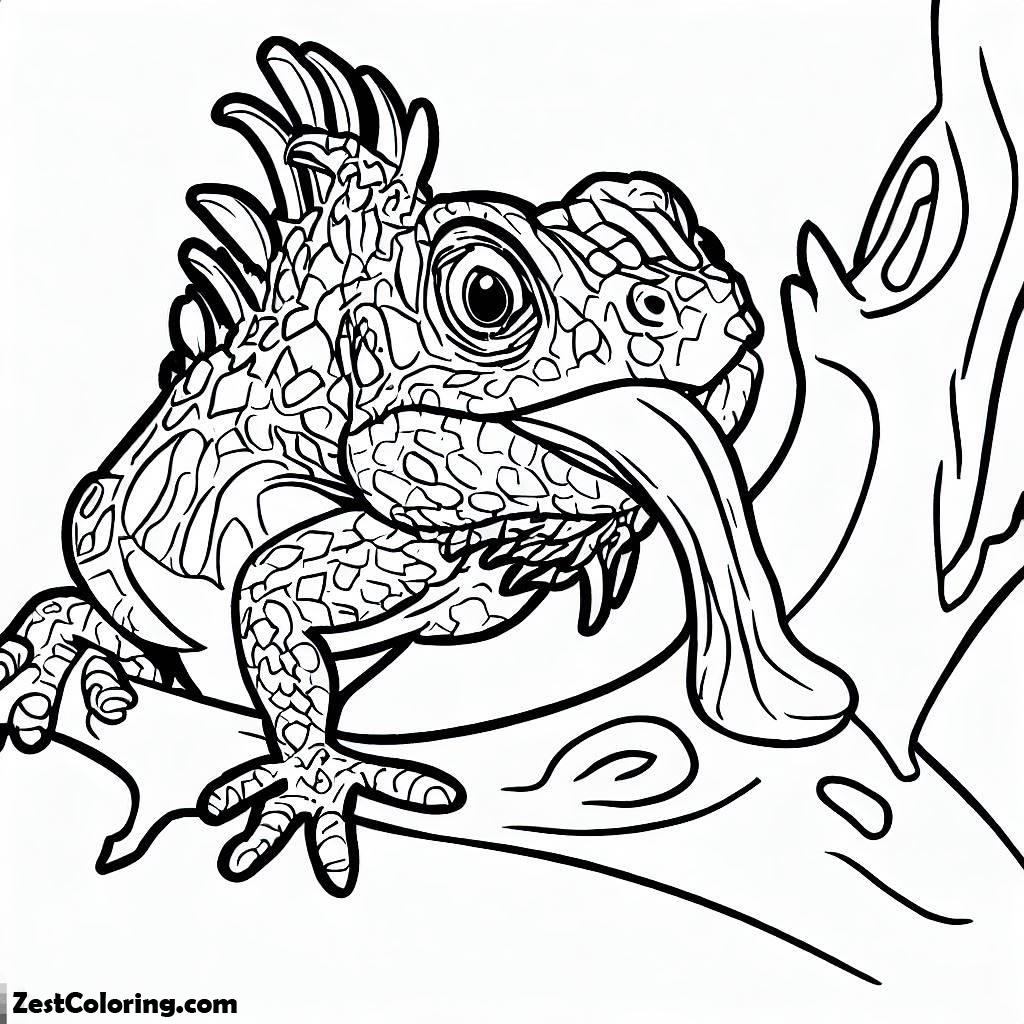 Iguana, Iguana Sticking Out Its Tongue Coloring Page: Iguana Sticking Out Its Tongue Coloring PageFull Size Image