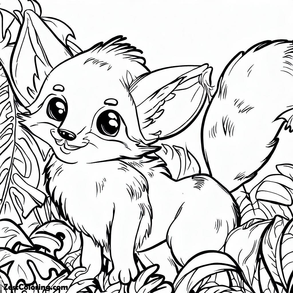 Kit Fox In The Jungle Coloring Pages Coloring for Kids Smart