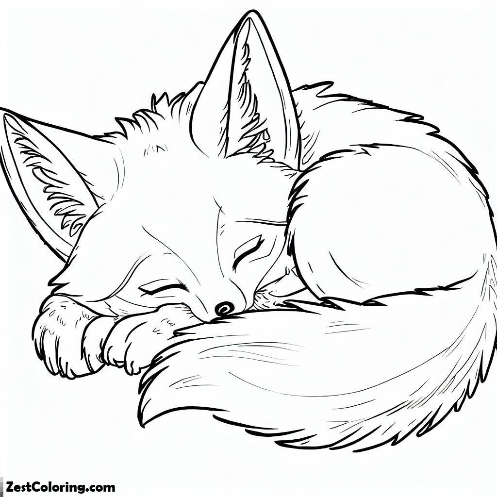Kit Fox Is Sleeping Coloring Pages Coloring for Kids Smart