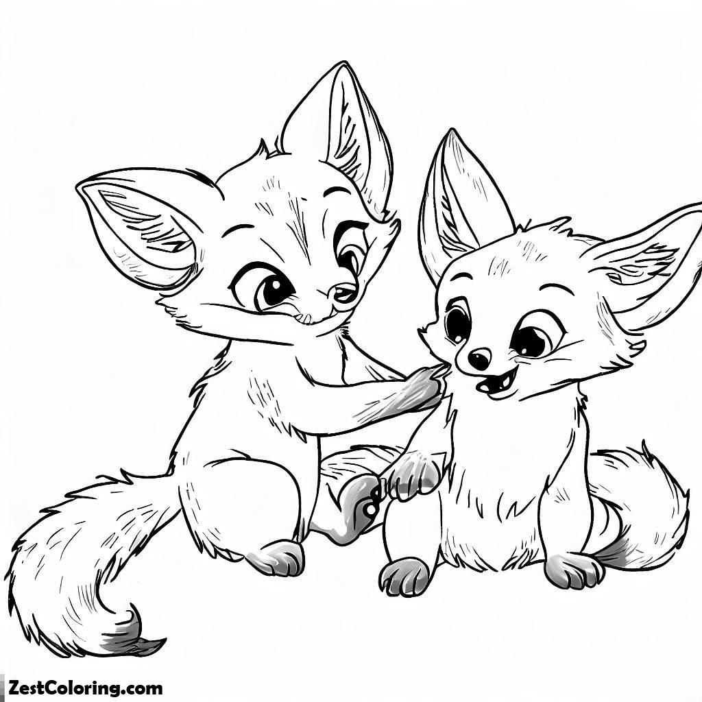Kit Fox Playing With Brother Coloring Pages : Coloring for Kids – Smart ...