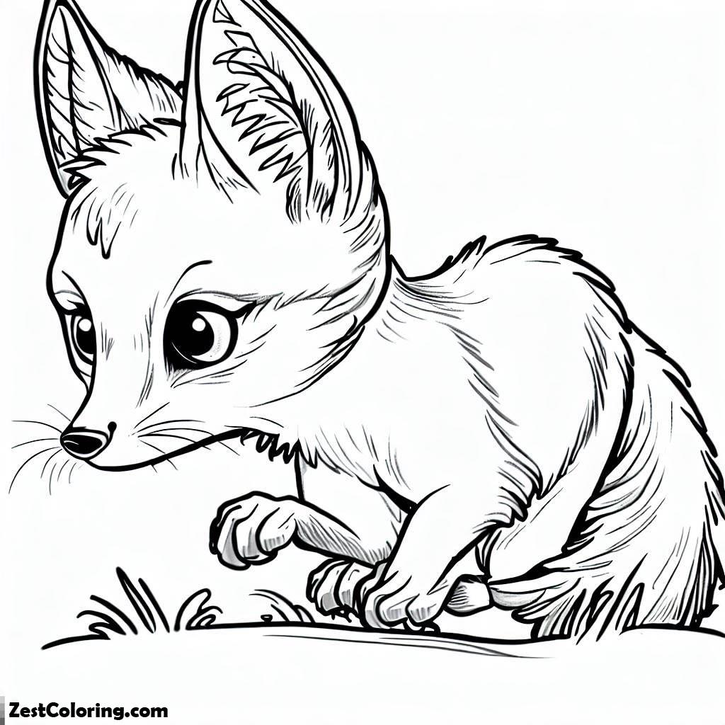 Kit Fox Sneaking Around Coloring Pages : Coloring for Kids โ Smart ...