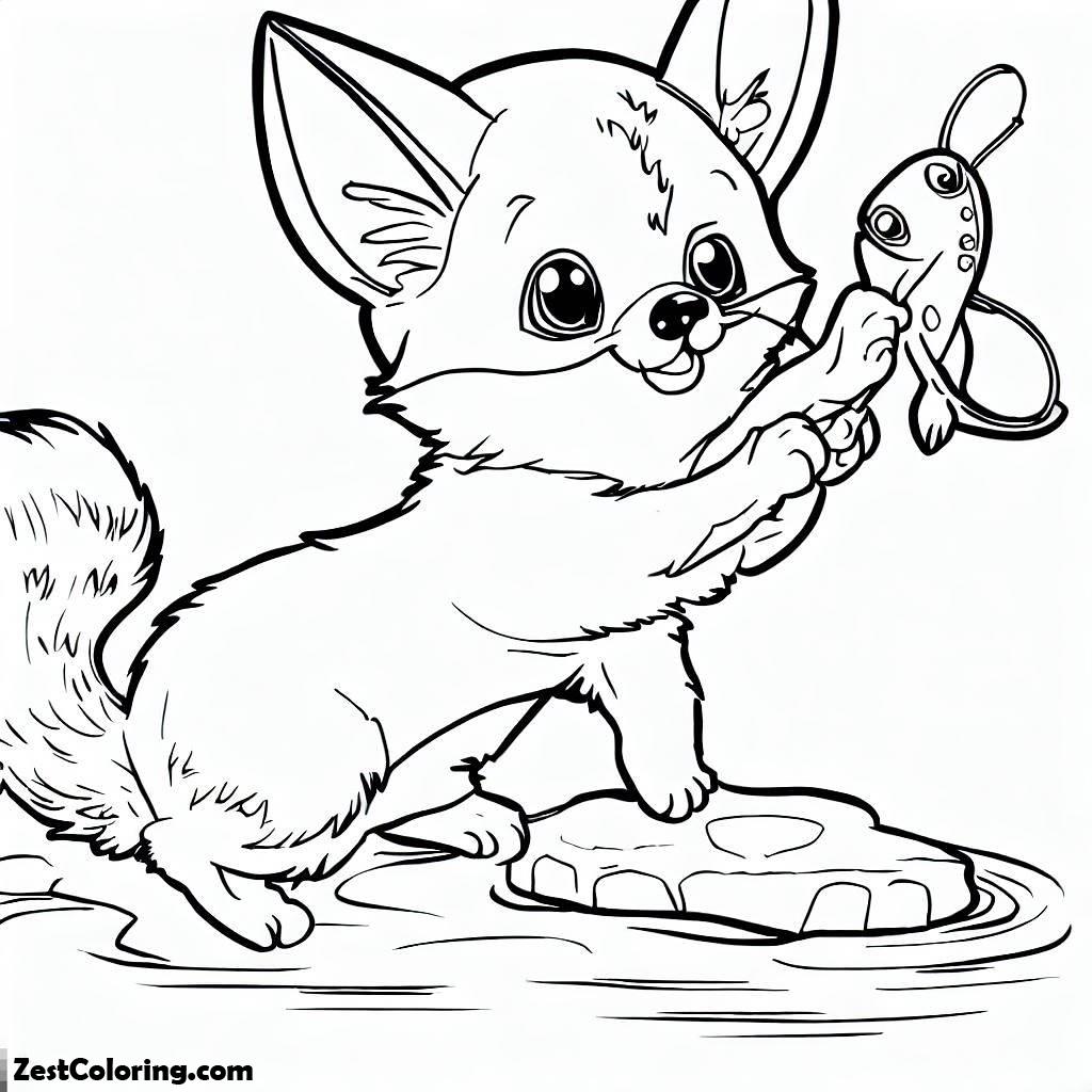 Kit Fox Try To Catch Fish Coloring Pages : Coloring for Kids – Smart ...