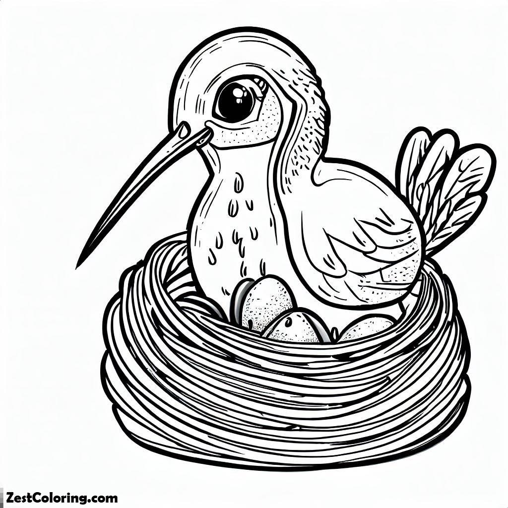 Kiwi Bird, Kiwi Bird Keeping His Nest Safe Coloring Pages: Kiwi Bird Keeping His Nest Safe Coloring PagesFull Size Image