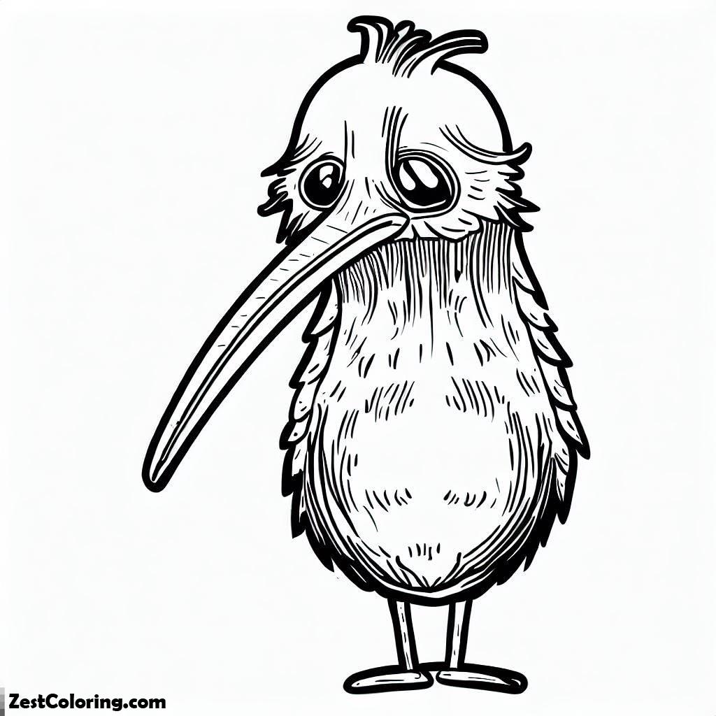 Kiwi Bird, Kiwi Bird Long Look Sad Coloring Pages: Kiwi Bird Long Look Sad Coloring PagesFull Size Image