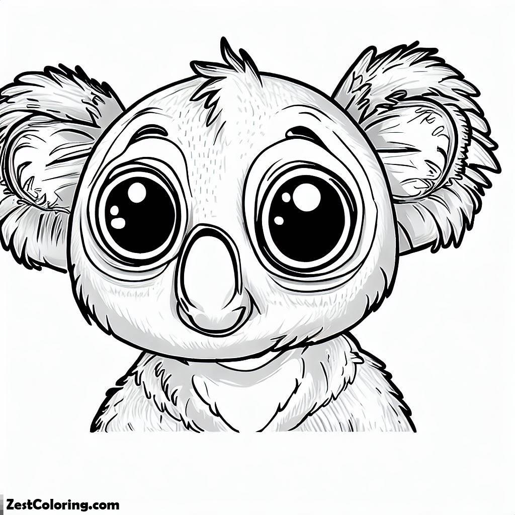 Koala Bear, Koala Bear With Big Eye 2 Coloring Page: Koala Bear With Big Eye 2 Coloring PageFull Size Image