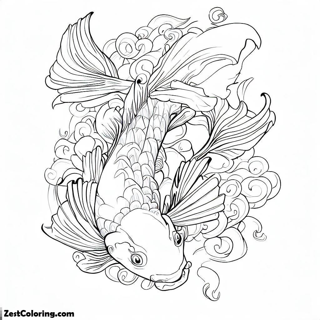 Koi Fish, Koi Fish From Heaven Coloring Pages: Koi Fish From Heaven Coloring PagesFull Size Image