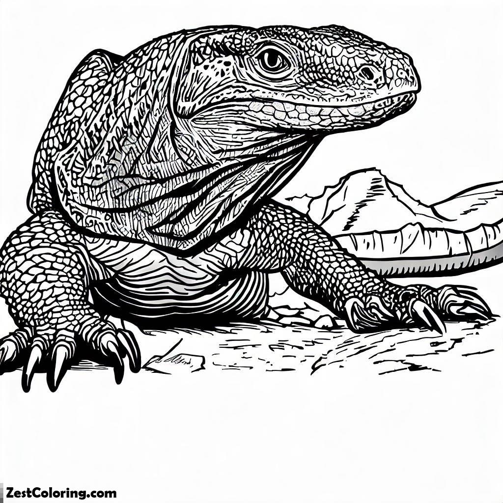 Komodo Dragon, Komodo Dragon Looking For Something To Eat Coloring Pages: Komodo Dragon Looking For Something To Eat Coloring PagesFull Size Image