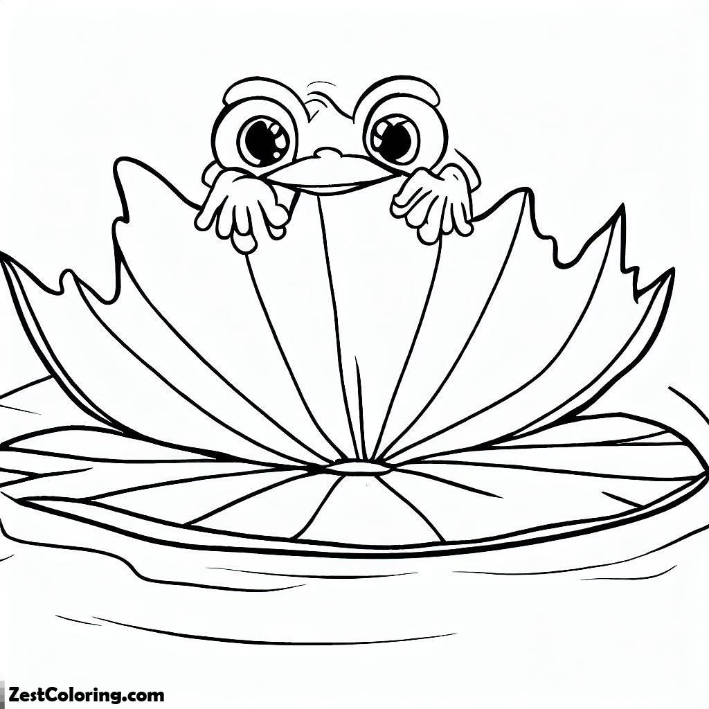 Lily Pad, Lily Pad Hide And Sit On Lily Pad Coloring PageColoring Page: Lily Pad Hide And Sit On Lily Pad Coloring PageColoring PageFull Size Image