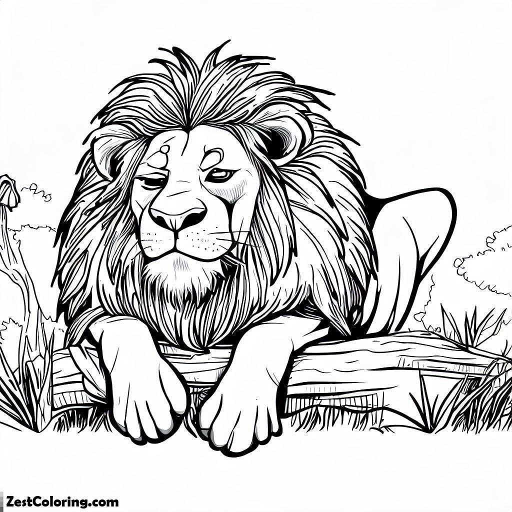 Lion, Lion Take A Rest After Hunting Coloring Page: Lion Take A Rest After Hunting Coloring PageFull Size Image