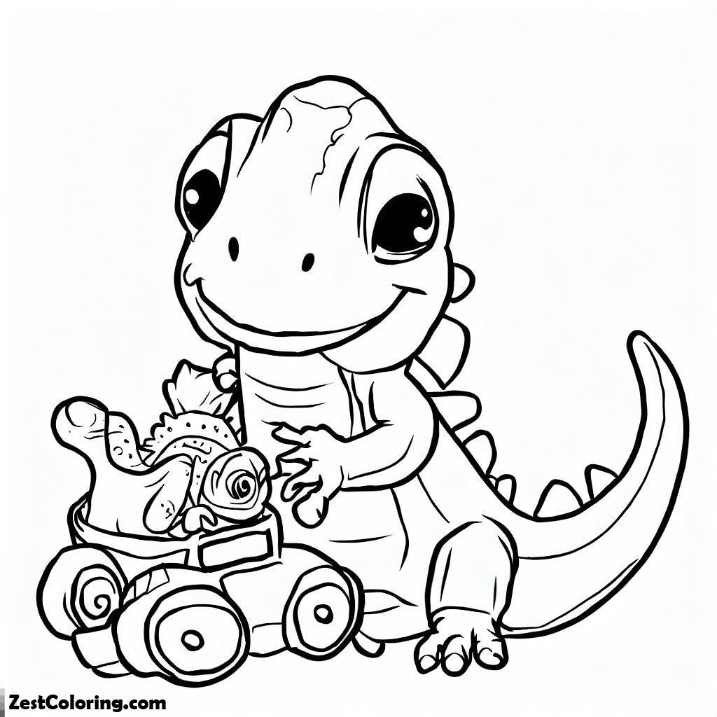 Iguana, Little Iguana And Toys Coloring Page: Little Iguana And Toys Coloring PageFull Size Image