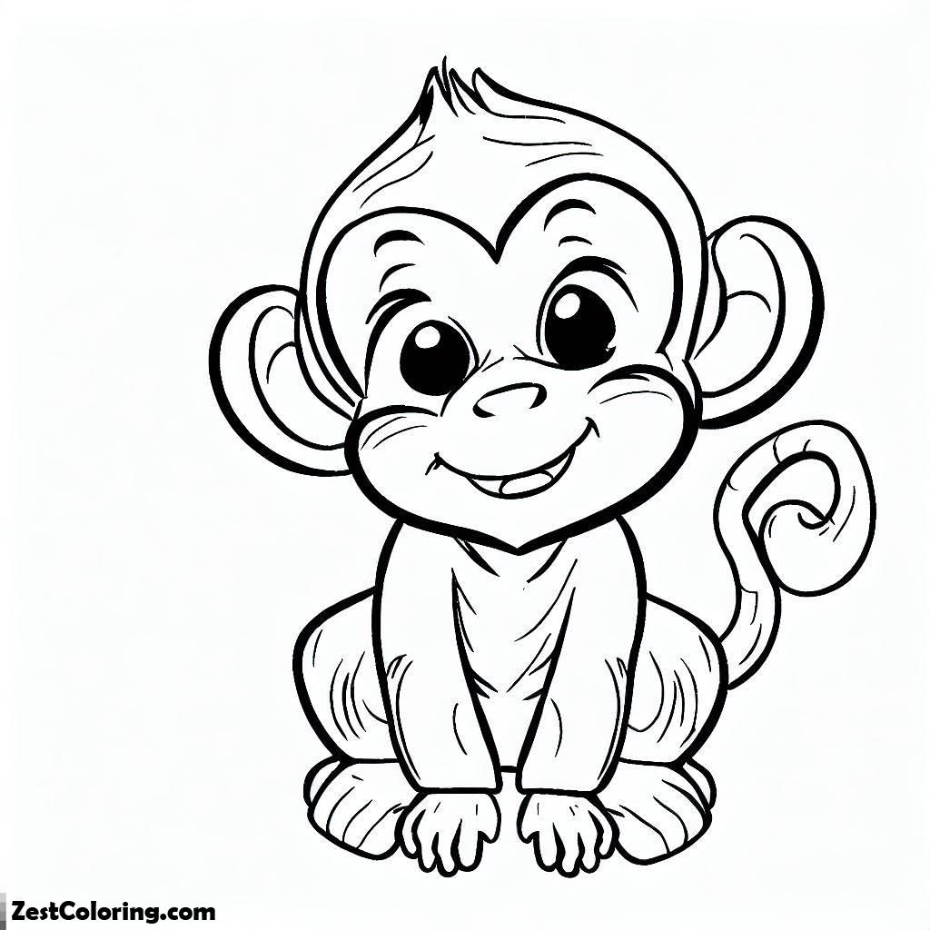 Monkey, Little Monkey Smiling Coloring Page: Little Monkey Smiling Coloring PageFull Size Image