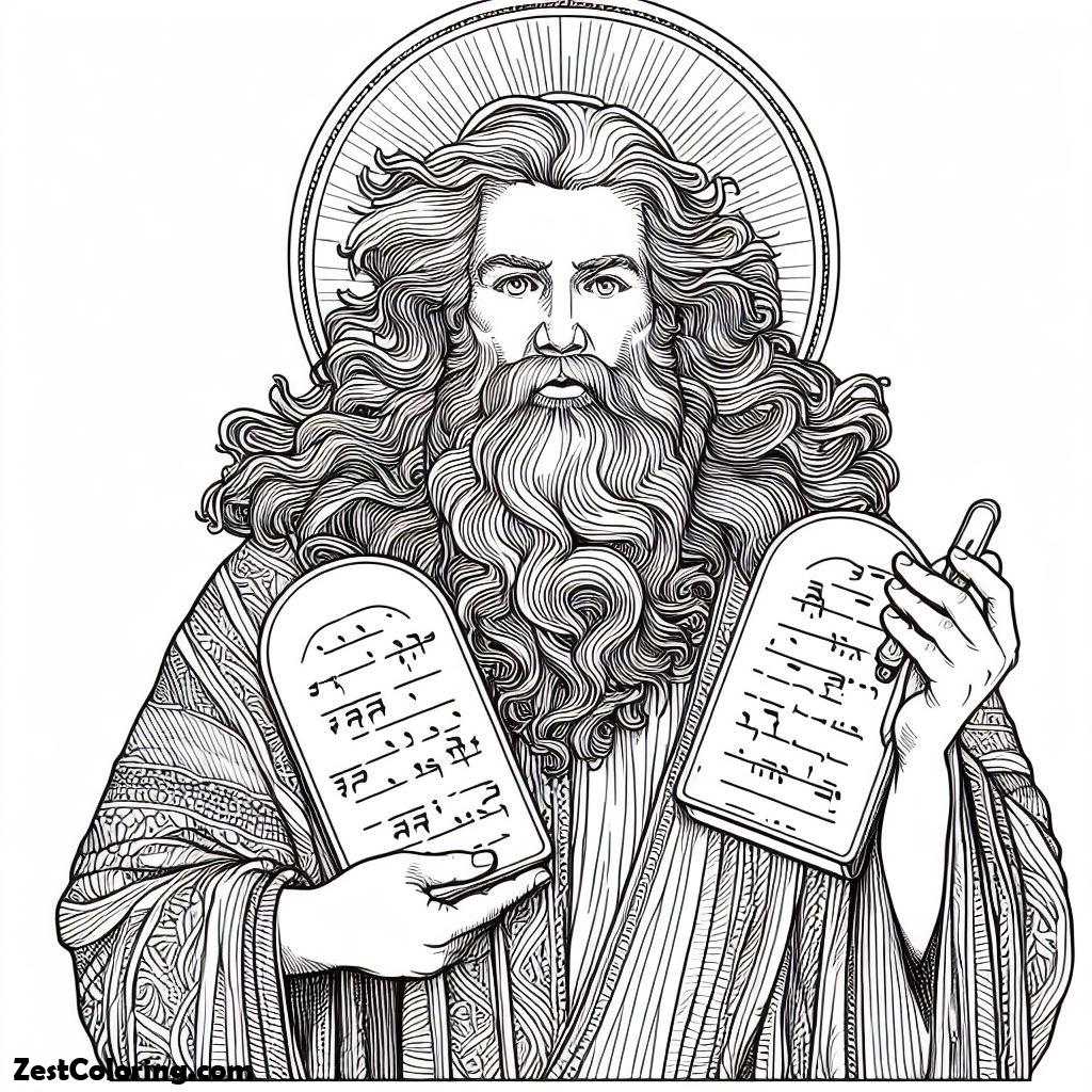 Moses, Moses And The Ten Commandments Of God Coloring Page: Moses And The Ten Commandments Of God Coloring PageFull Size Image