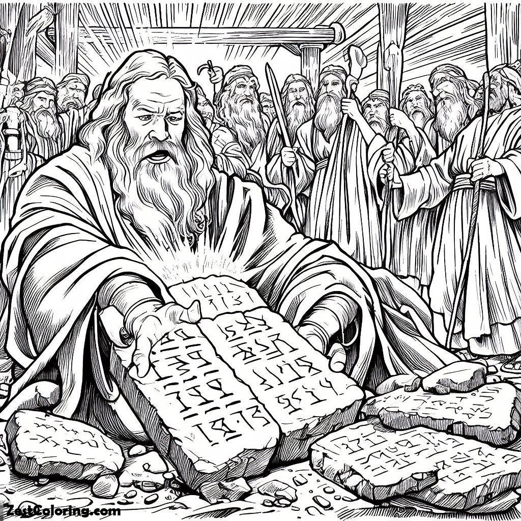 Moses, Moses Breaking The Tablets Of Law Coloring Page: Moses Breaking The Tablets Of Law Coloring PageFull Size Image