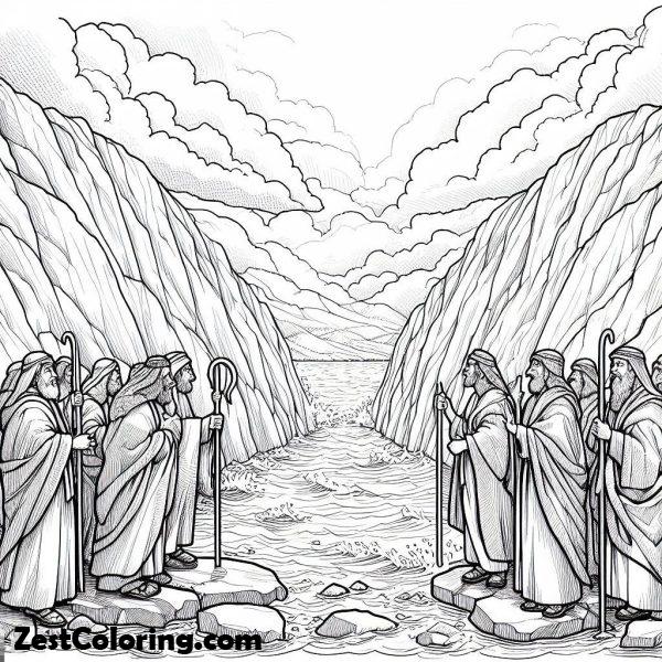 Moses Parting Red Sea Coloring Page — Reference 7 Moses Parting Red Sea Coloring Page — Reference 7