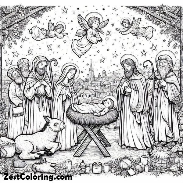 Nativity Jesus Is Born Coloring Page Coloring for Kids Smart