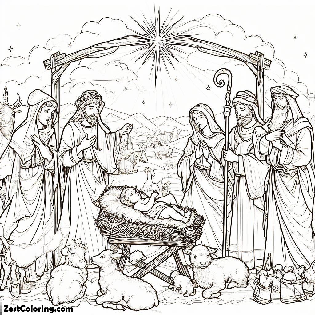 Nativity Outline Pattern Scene Christmas Printable Manger Crafts