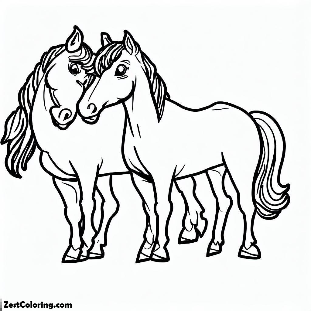 Horse, Picture Of Horses Couple Coloring Page: Picture Of Horses Couple Coloring PageFull Size Image
