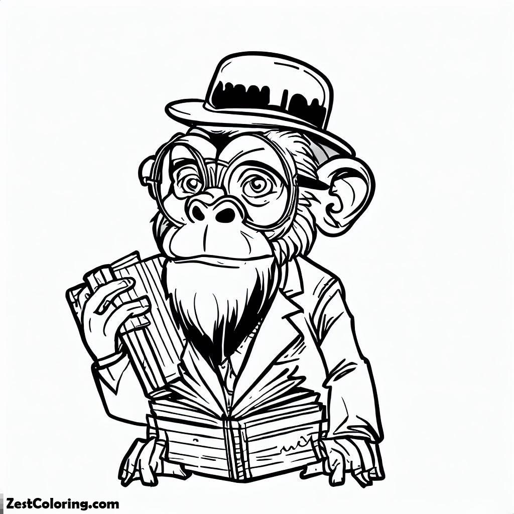 Monkey, Professor Monkey Coloring Page: Professor Monkey Coloring PageFull Size Image